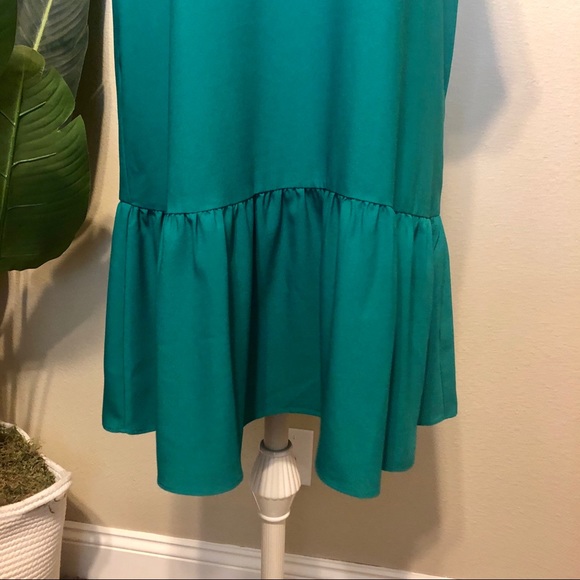 Green Halogen Ruffle Hem Shift Dress, Medium - Picture 3 of 9